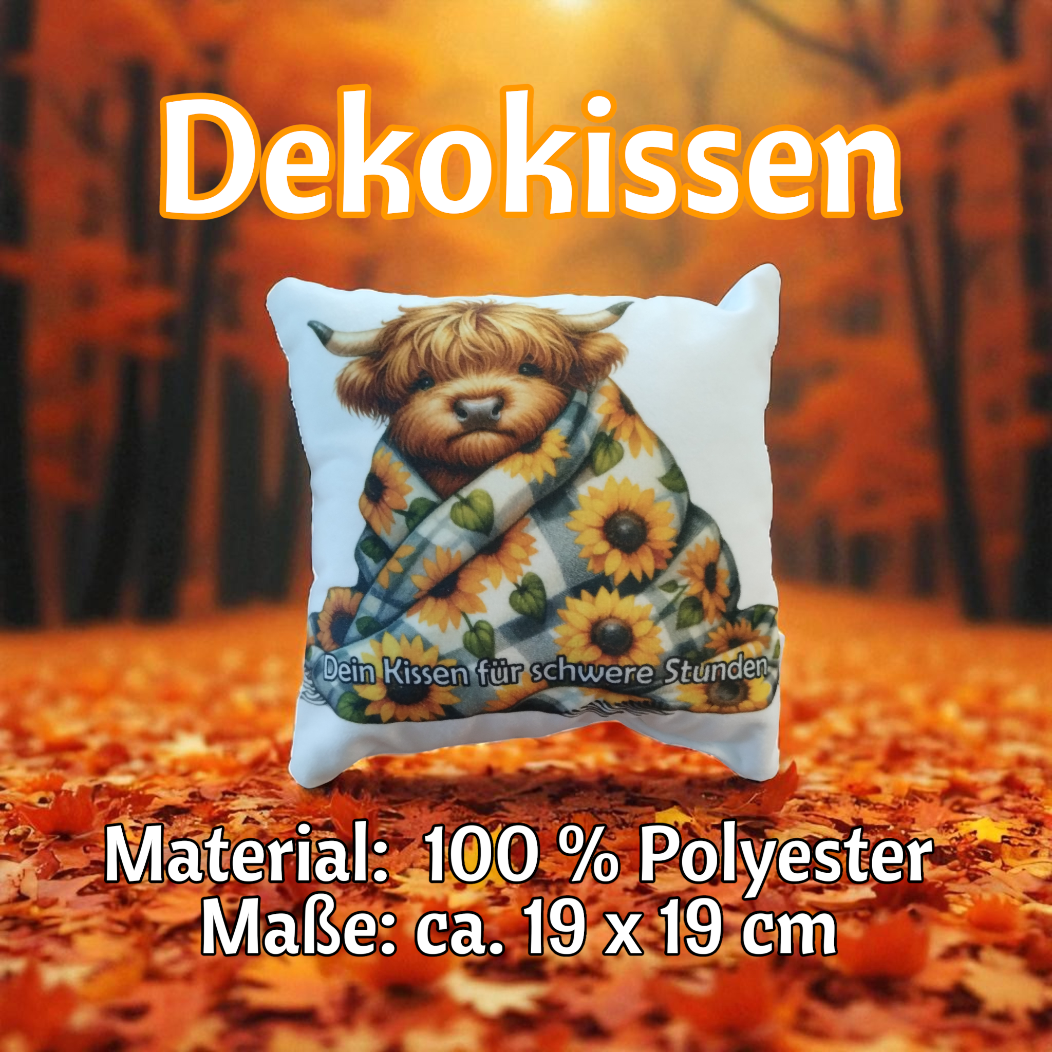 Dekokissen Sonnenblume "Dein Kissen für schwere Stunden"