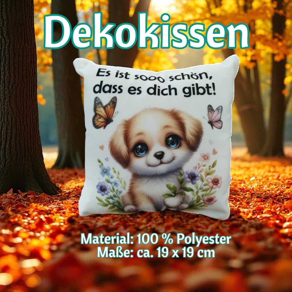 Vorderseite des sublimierten Dekokissens aus 100 % Polyester ca. 19 x 19 cm 