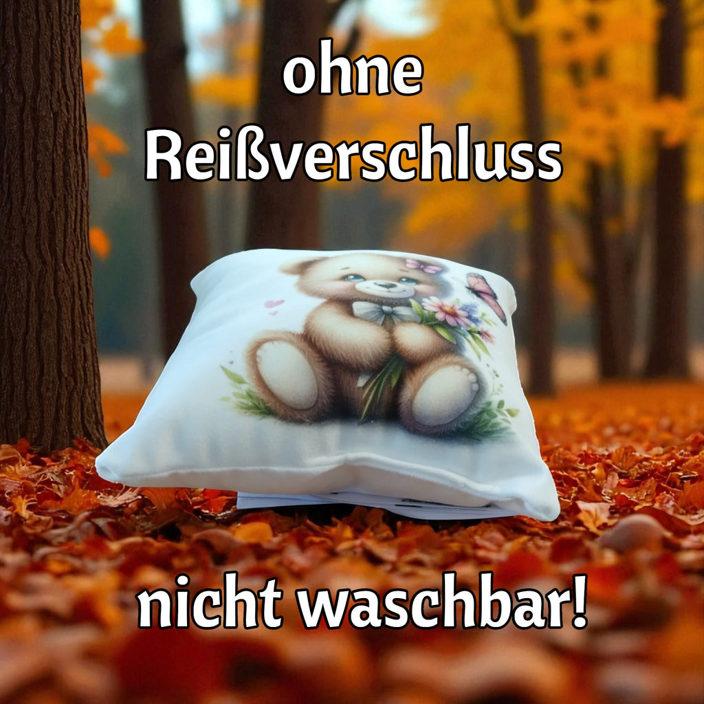 da das Dekokissen ohne Reißverschluss ist, kann es nicht gewaschen werden.