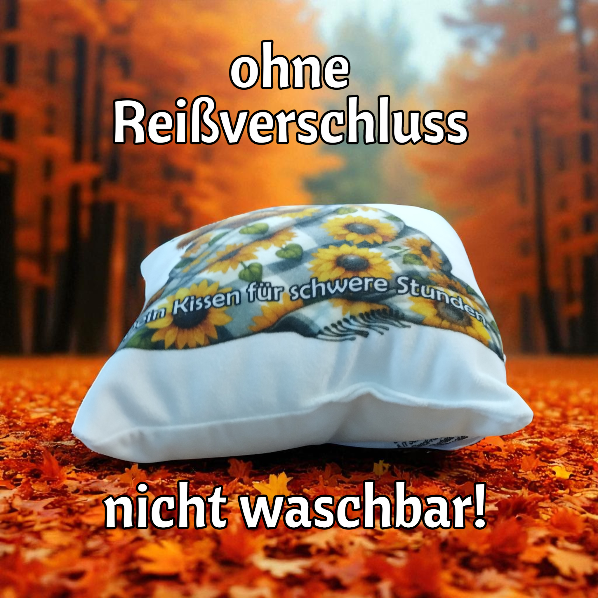 Dekokissen Sonnenblume "Dein Kissen für schwere Stunden"